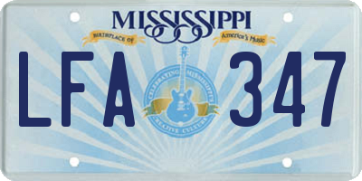 MS license plate LFA347