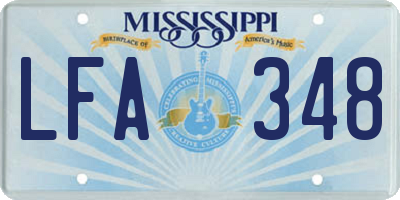 MS license plate LFA348