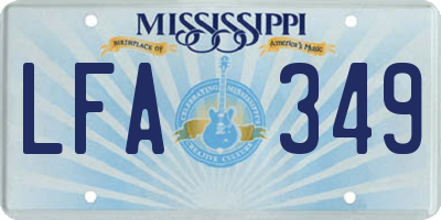 MS license plate LFA349