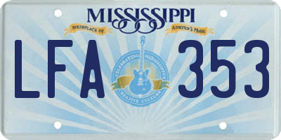 MS license plate LFA353