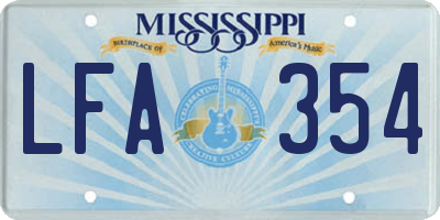 MS license plate LFA354