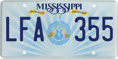 MS license plate LFA355