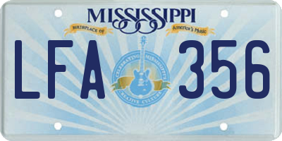 MS license plate LFA356