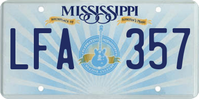 MS license plate LFA357