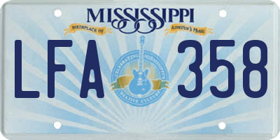 MS license plate LFA358