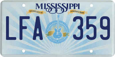 MS license plate LFA359