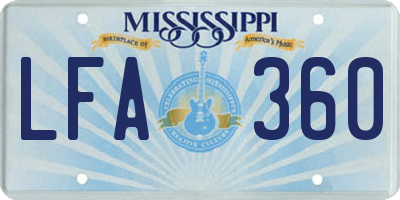 MS license plate LFA360