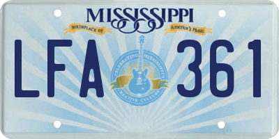 MS license plate LFA361
