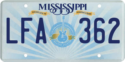 MS license plate LFA362