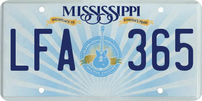 MS license plate LFA365
