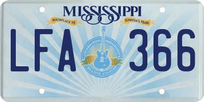 MS license plate LFA366