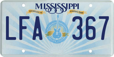 MS license plate LFA367