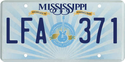 MS license plate LFA371