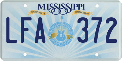 MS license plate LFA372
