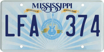 MS license plate LFA374