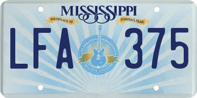 MS license plate LFA375