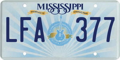 MS license plate LFA377