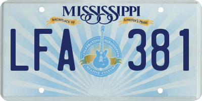 MS license plate LFA381