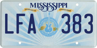 MS license plate LFA383