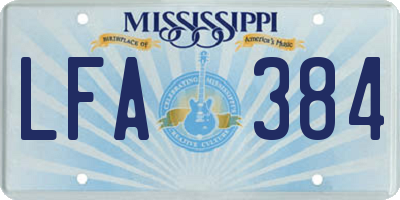 MS license plate LFA384