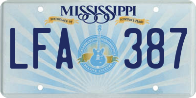 MS license plate LFA387