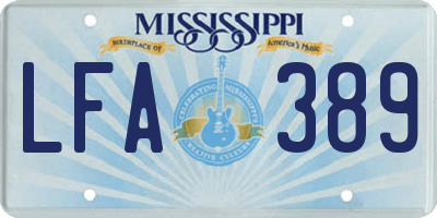 MS license plate LFA389