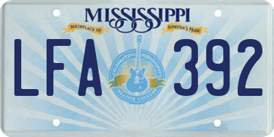 MS license plate LFA392