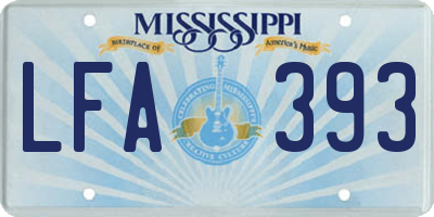 MS license plate LFA393