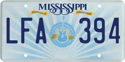 MS license plate LFA394