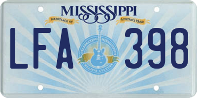 MS license plate LFA398