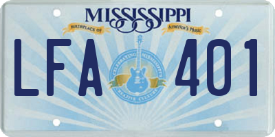 MS license plate LFA401