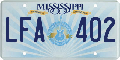 MS license plate LFA402