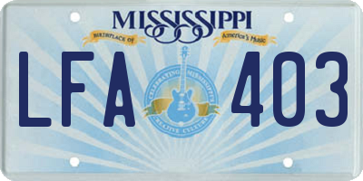 MS license plate LFA403