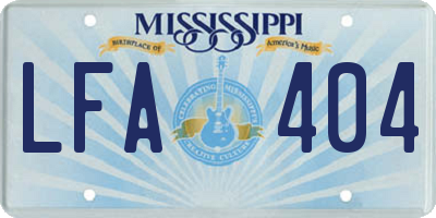 MS license plate LFA404