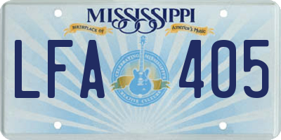 MS license plate LFA405