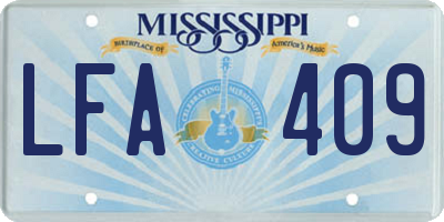 MS license plate LFA409