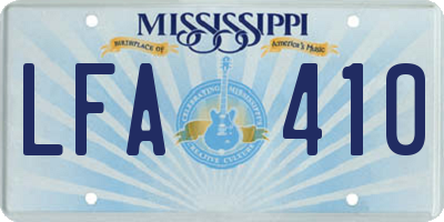MS license plate LFA410