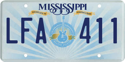 MS license plate LFA411