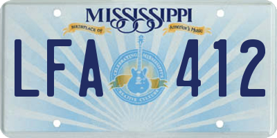 MS license plate LFA412