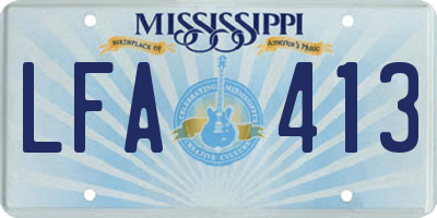 MS license plate LFA413