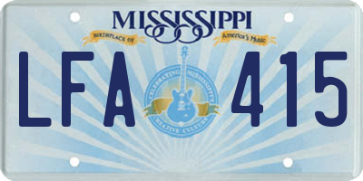 MS license plate LFA415