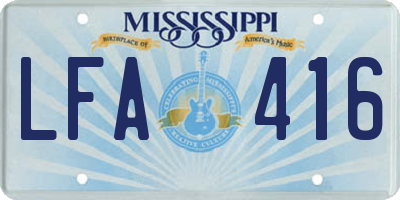 MS license plate LFA416