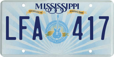 MS license plate LFA417