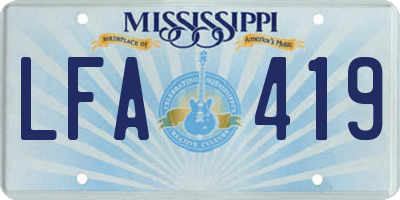 MS license plate LFA419