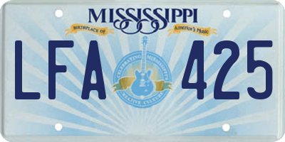 MS license plate LFA425
