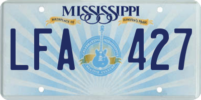 MS license plate LFA427