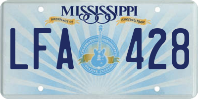 MS license plate LFA428