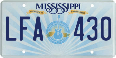 MS license plate LFA430