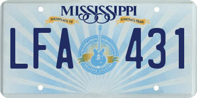 MS license plate LFA431