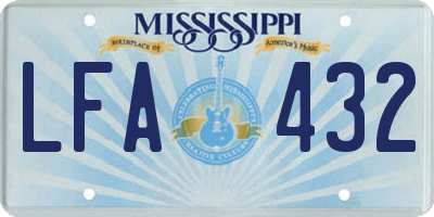MS license plate LFA432